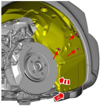 the scheme of fastening of the front bumper Land Rover Range Rover Sport